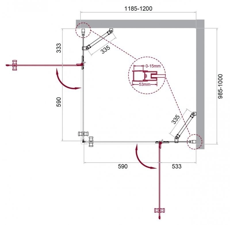 Душевой уголок BelBagno KRAFT AH-22 120x100 прозрачный/хром купить в интернет-магазине Sanbest