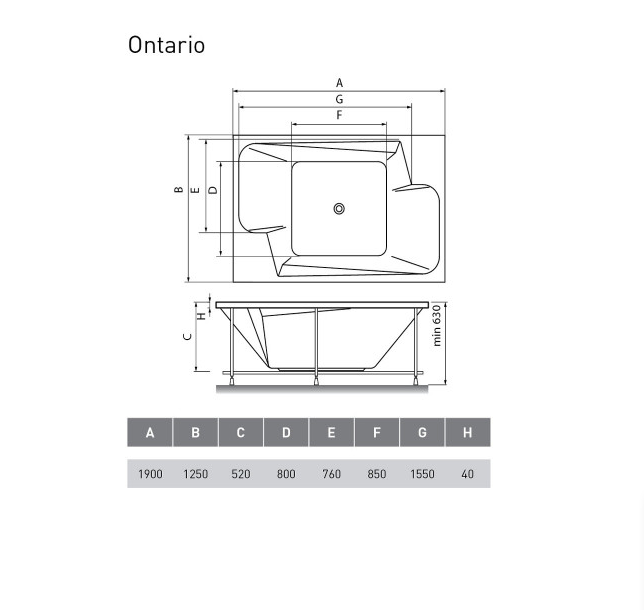 Ванна акриловая Vayer Ontario 190x125 купить в интернет-магазине Sanbest