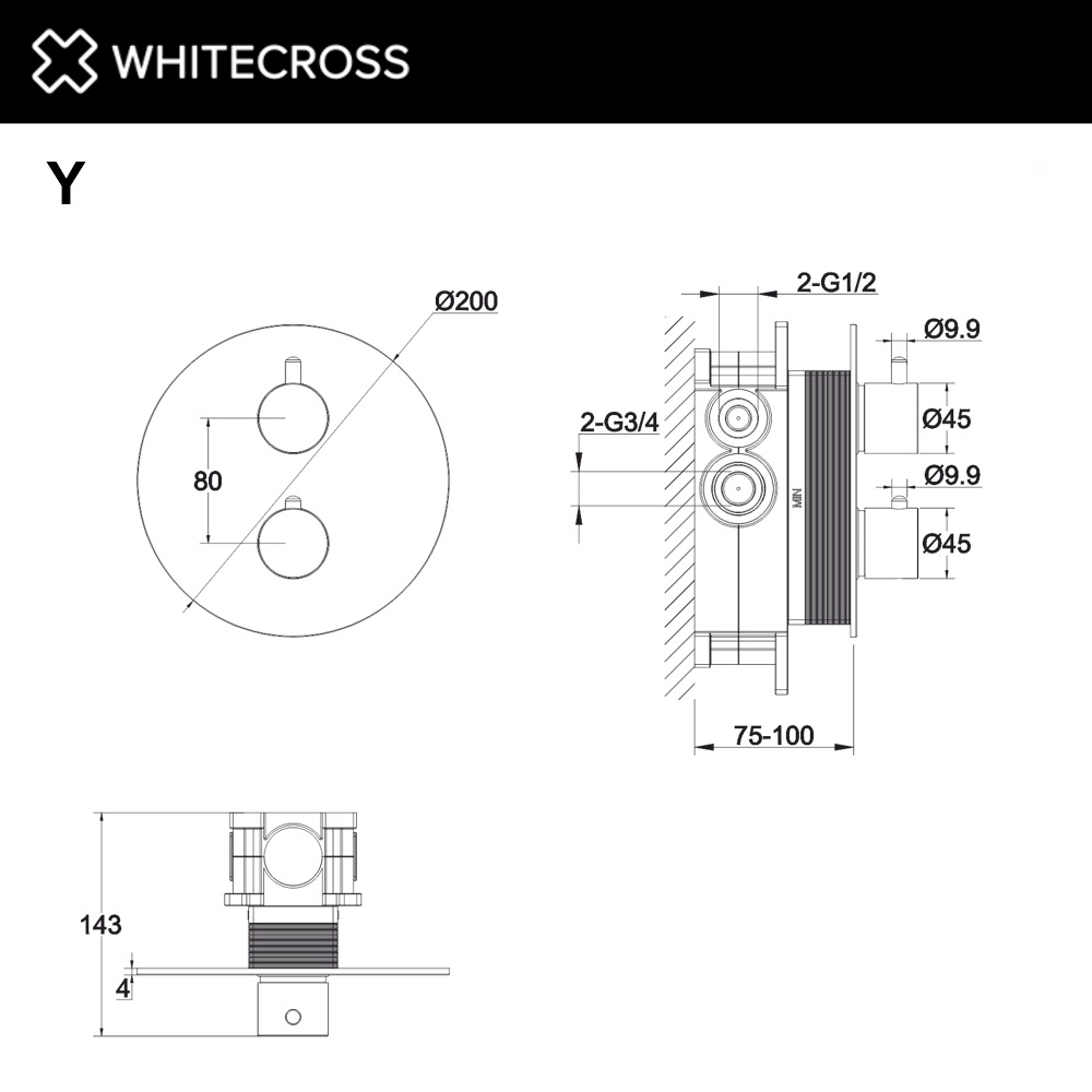 Смеситель для душа WhiteCross Y Y1236BL черный матовый купить в интернет-магазине сантехники Sanbest