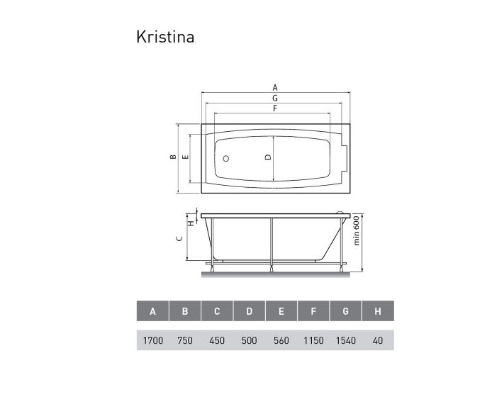 Ванна акриловая Relisan Kristina 170х75 купить в интернет-магазине Sanbest