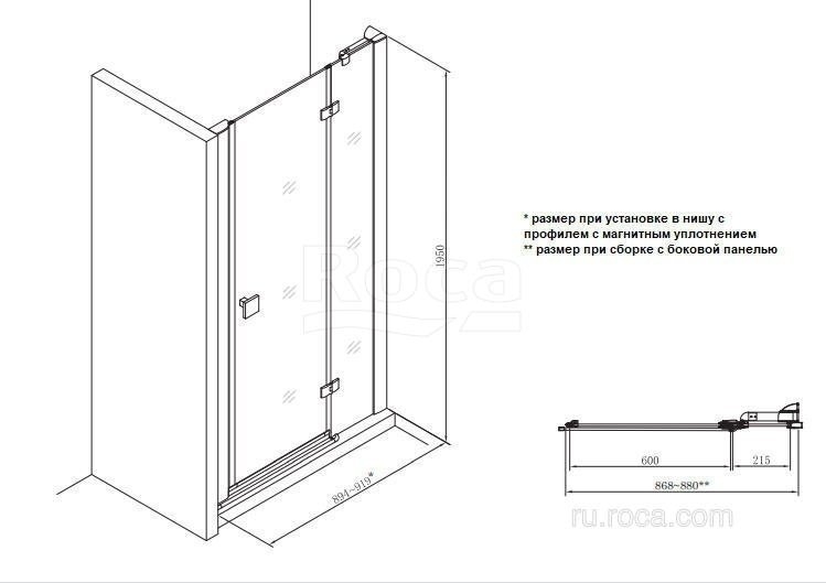 Душевая дверь Roca Metropolis MP3409012M 90 купить в интернет-магазине Sanbest