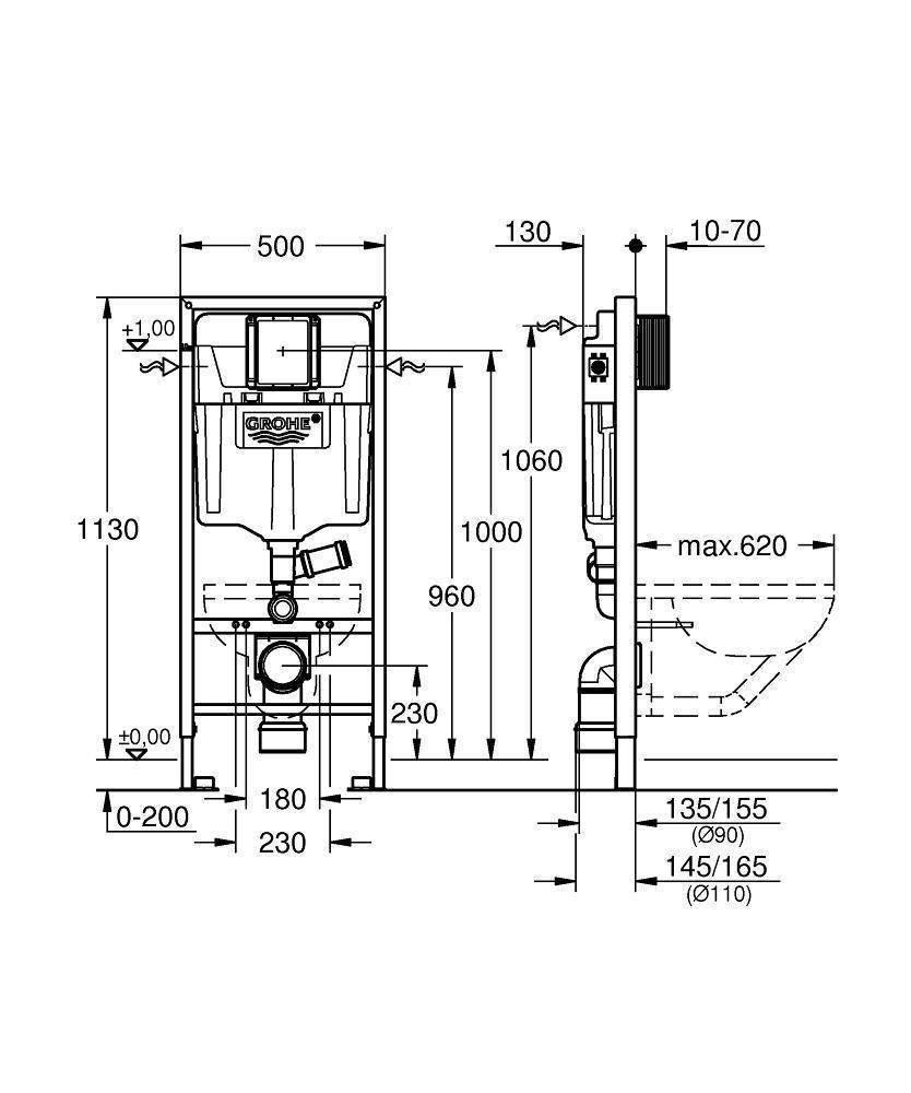 Инсталляция для унитаза Grohe Rapid SLX 39603000 купить в интернет-магазине сантехники Sanbest