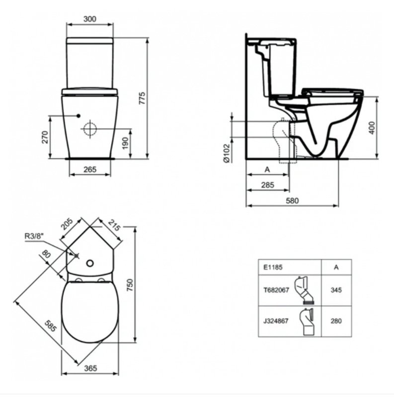 Унитаз напольный Ideal Standard Connect Space E119501 с бачком E120201 купить в интернет-магазине Sanbest