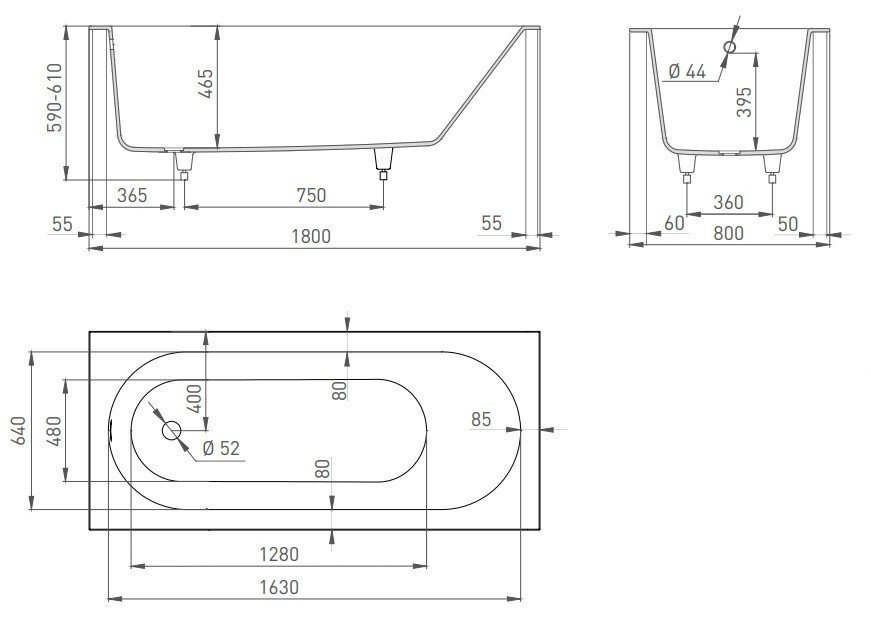 Ванна S-Sense Salini ORNELLA 102312G 180x80 глянцевая купить в интернет-магазине Sanbest