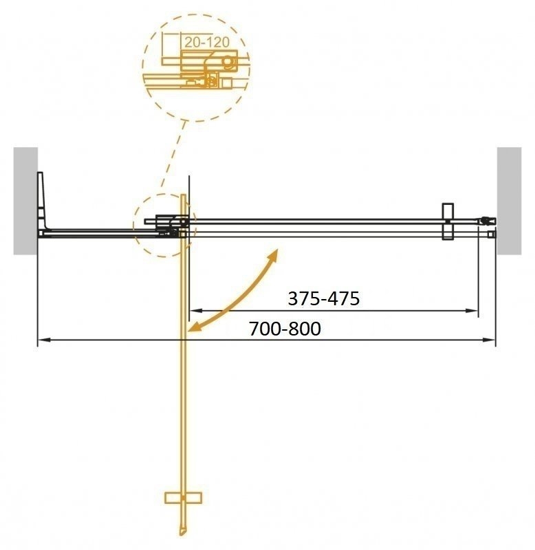 Душевая дверь Cezares Slider B-1 70 GRIGIO NERO купить в интернет-магазине Sanbest