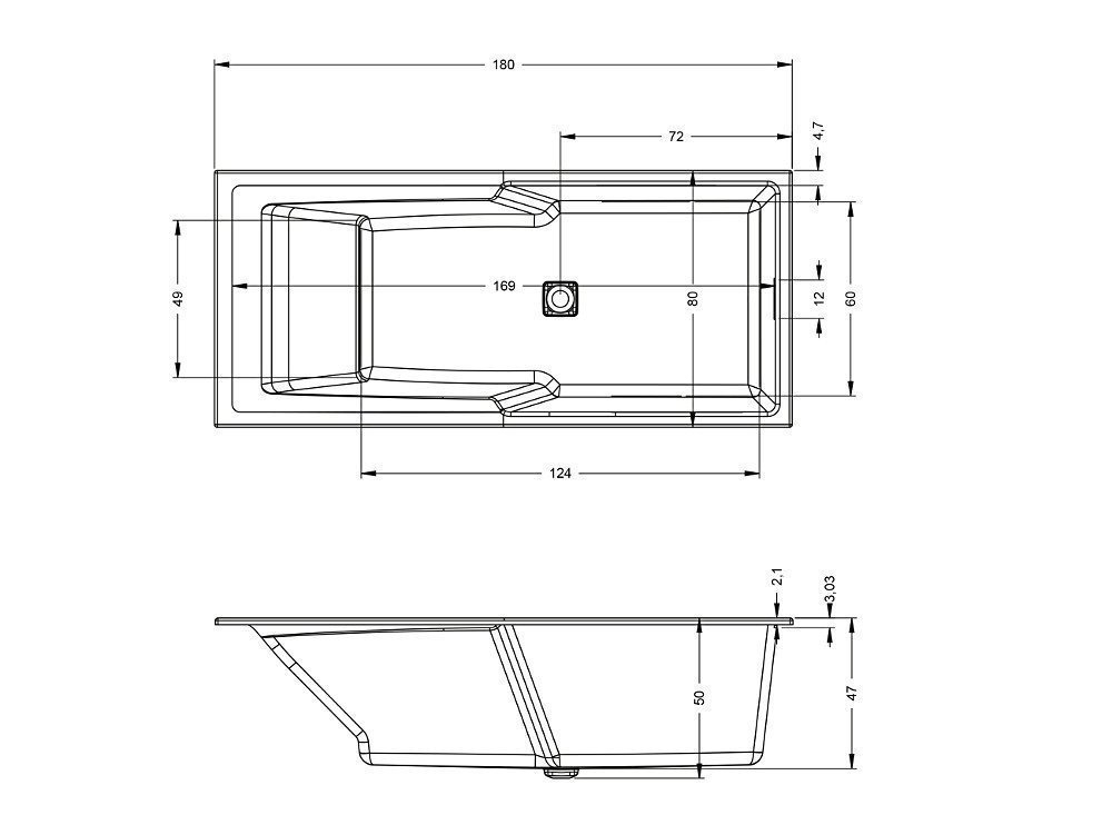 Ванна акриловая Riho Still Shower Led 180x80 купить в интернет-магазине Sanbest