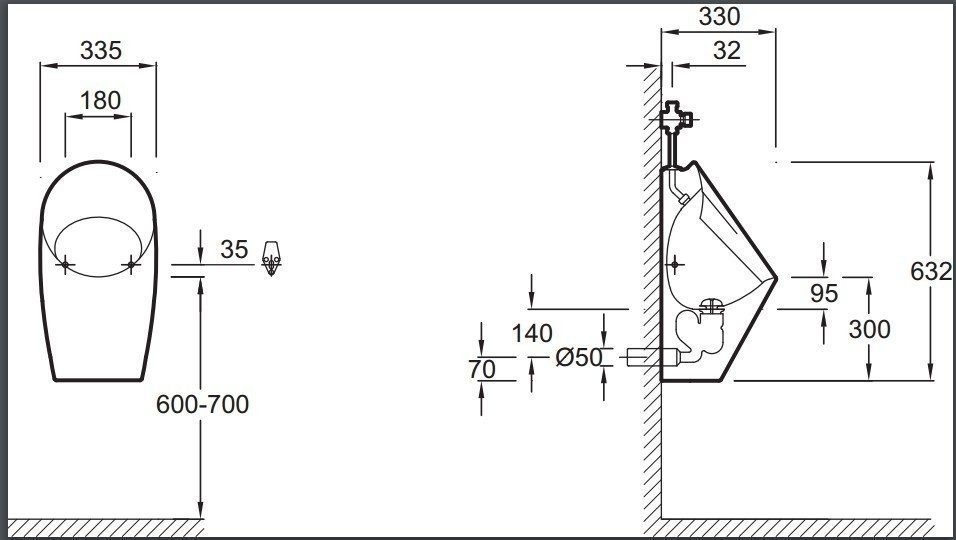 Писсуар Jacob Delafon PATIO E1546-00 купить в интернет-магазине Sanbest