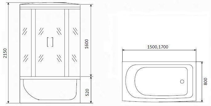 Душевой бокс Timo TE 0750 150x80 купить в интернет-магазине Sanbest