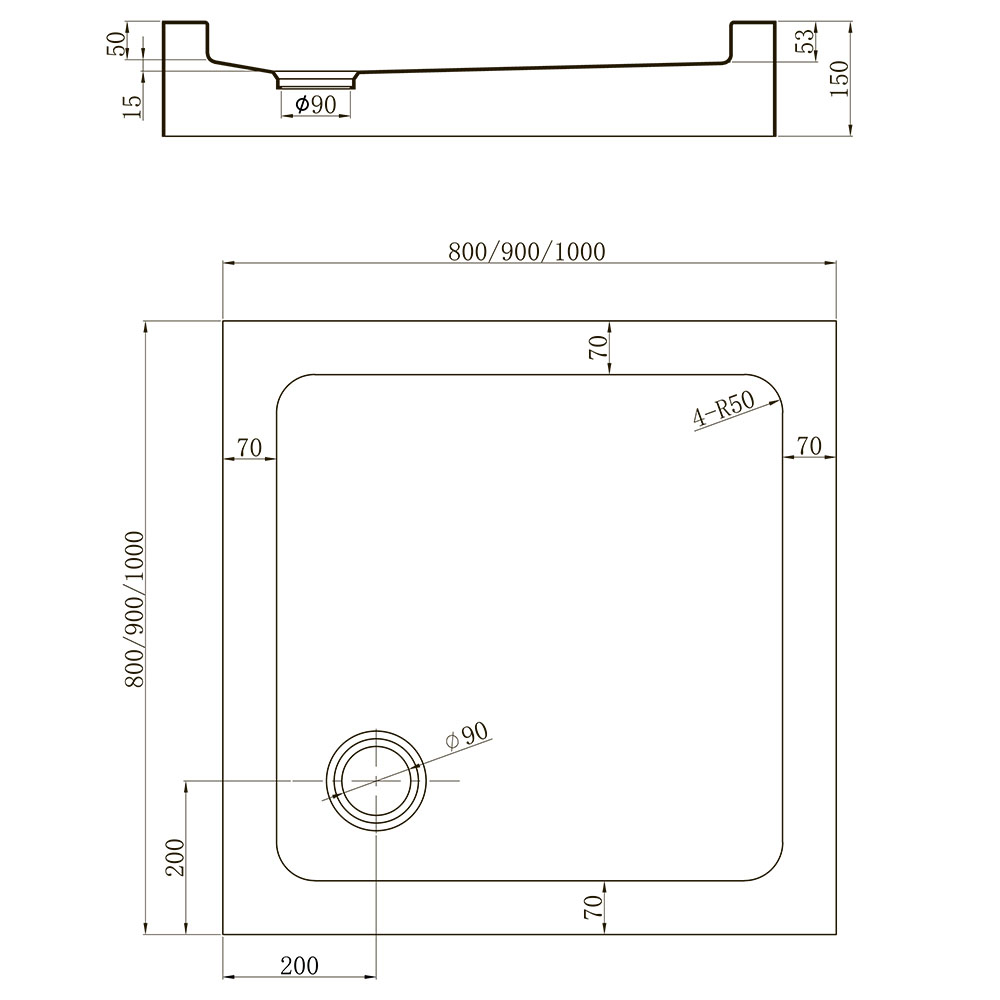 Душевой поддон Veconi TZ52B-100-C5 100x100 купить в интернет-магазине Sanbest