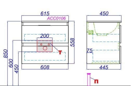 Тумба с раковиной Aqwella Accent 60 дуб золотой для ванной в интернет-магазине Sanbest