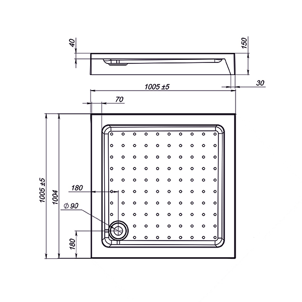 Душевой поддон Vincea VST-3AS-1010 100x100 купить в интернет-магазине Sanbest