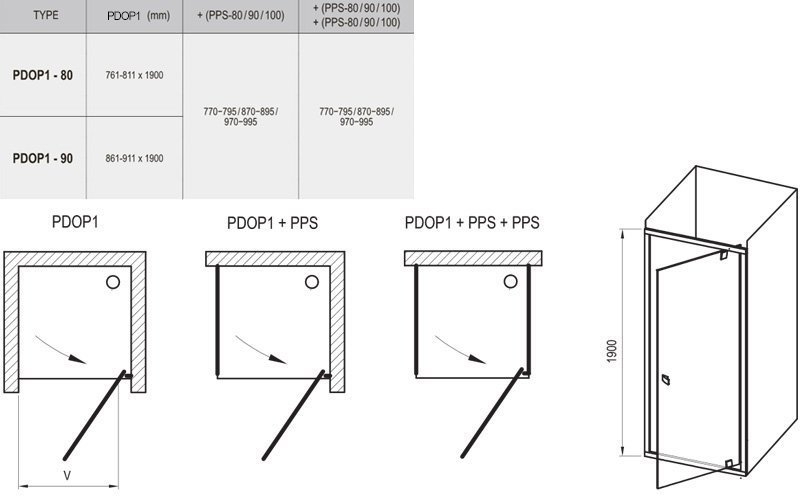 Душевой уголок Ravak Pivot PDOP1 + PPS 90x90 черный купить в интернет-магазине Sanbest