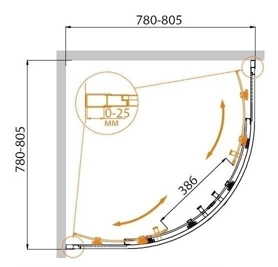 Душевой уголок Cezares MOLVENO-R-2 80x80 купить в интернет-магазине Sanbest