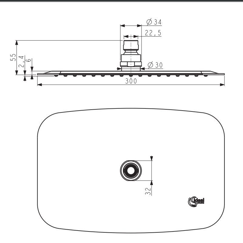 Верхний душ Ideal Standard IdealRain Luxe B0390MY купить в интернет-магазине сантехники Sanbest