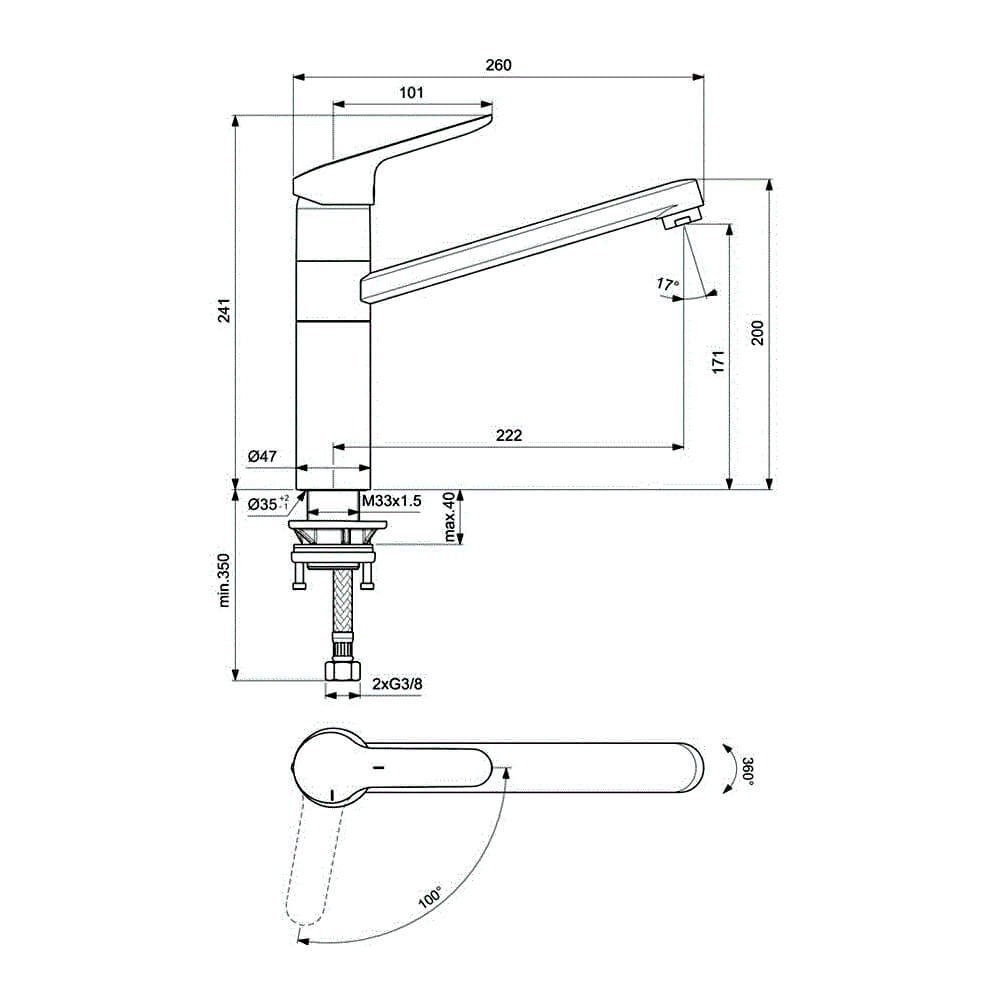 Смеситель для кухни Ideal Standard CeraFlex BC135AA купить в интернет-магазине сантехники Sanbest