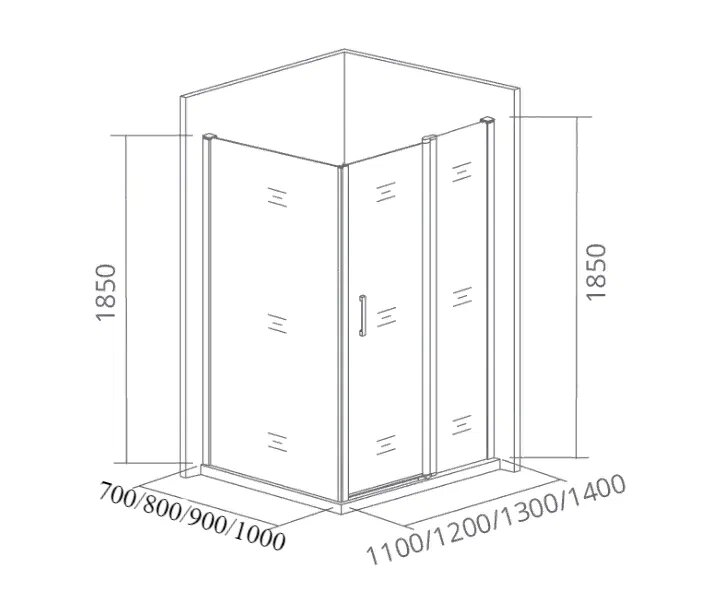 Душевой уголок Good Door Latte WTW+SP+SP 110х90 стекло прозрачное/профиль анодированный алюминий купить в интернет-магазине Sanbest