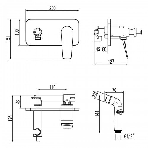 Гигиенический душ Lemark Bronx LM3720GM купить в интернет-магазине сантехники Sanbest