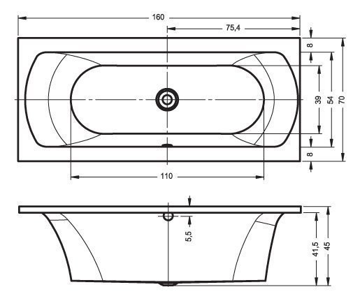 Ванна акриловая Riho Lima 160x70 купить в интернет-магазине Sanbest