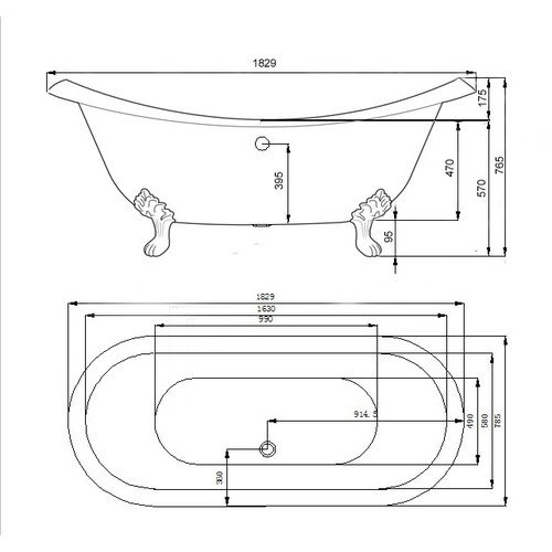 Ванна чугунная Elegansa Taiss 180x80 Chrome купить в интернет-магазине Sanbest