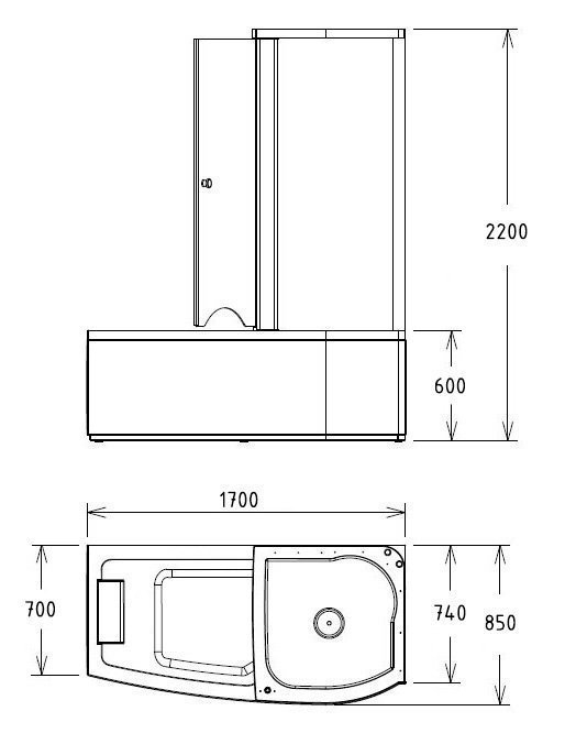 Ванна акриловая Gemy G8040 C 170x85 купить в интернет-магазине Sanbest