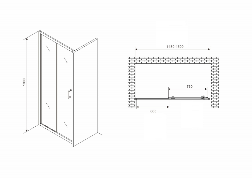 Душевая дверь Abber SCHWARZER DIAMANT 150 прозрачная/черный купить в интернет-магазине Sanbest