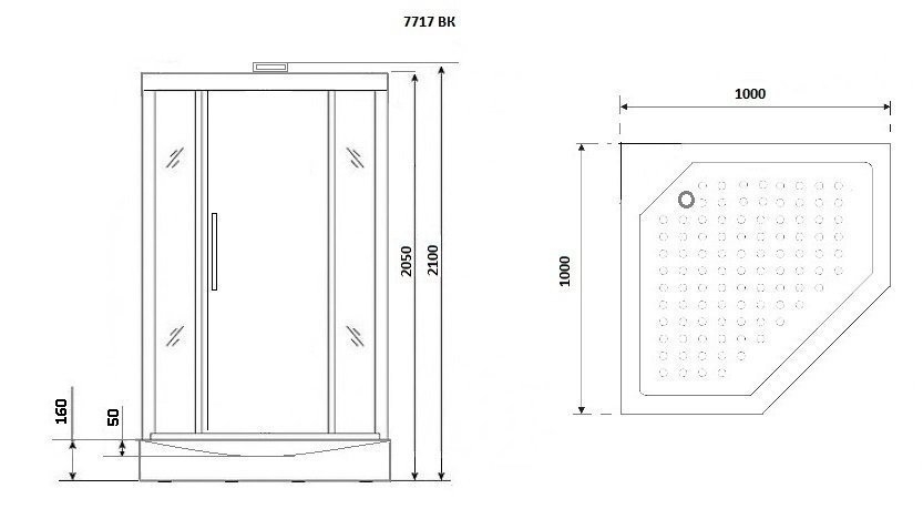 Душевая кабина Niagara Luxe NG-7717WBK 100x100 серебро купить в интернет-магазине Sanbest