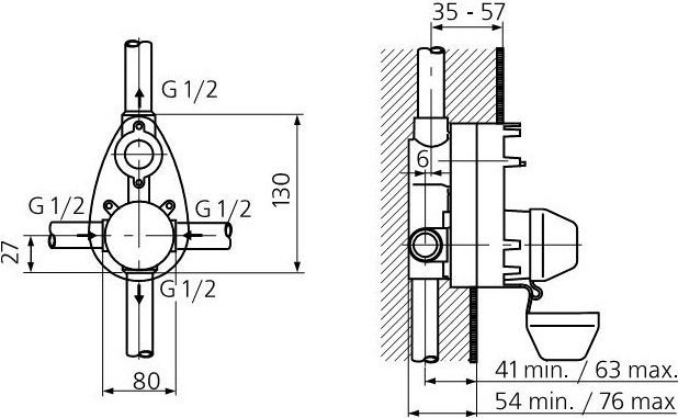 Скрытая часть для настенного смесителя Ideal Standard A2650NU купить в интернет-магазине сантехники Sanbest