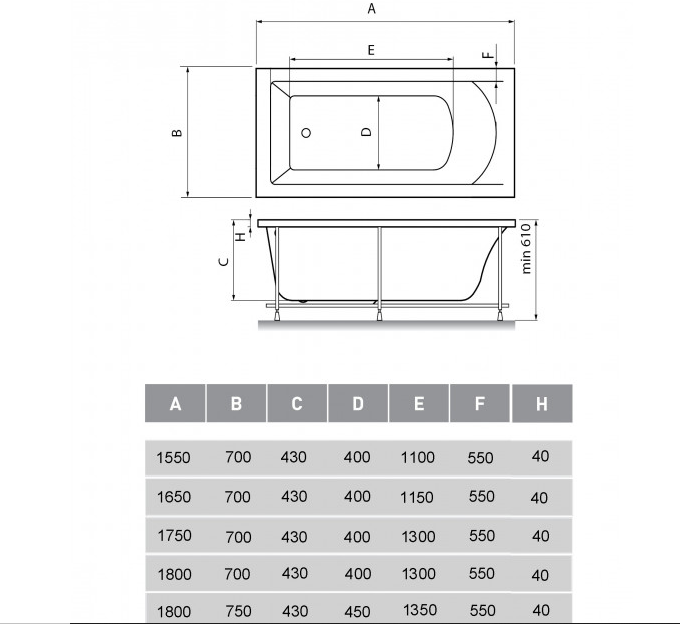 Ванна акриловая Vayer Milana 155x70 купить в интернет-магазине Sanbest