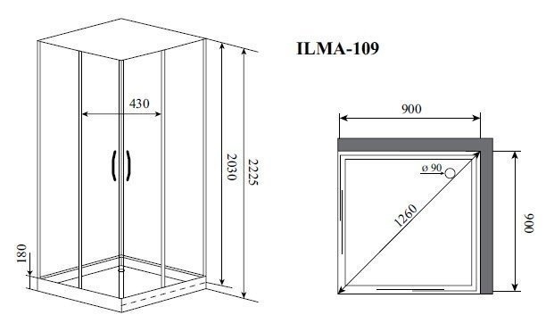 Душевая кабина Timo ILMA 109 90х90 купить в интернет-магазине Sanbest