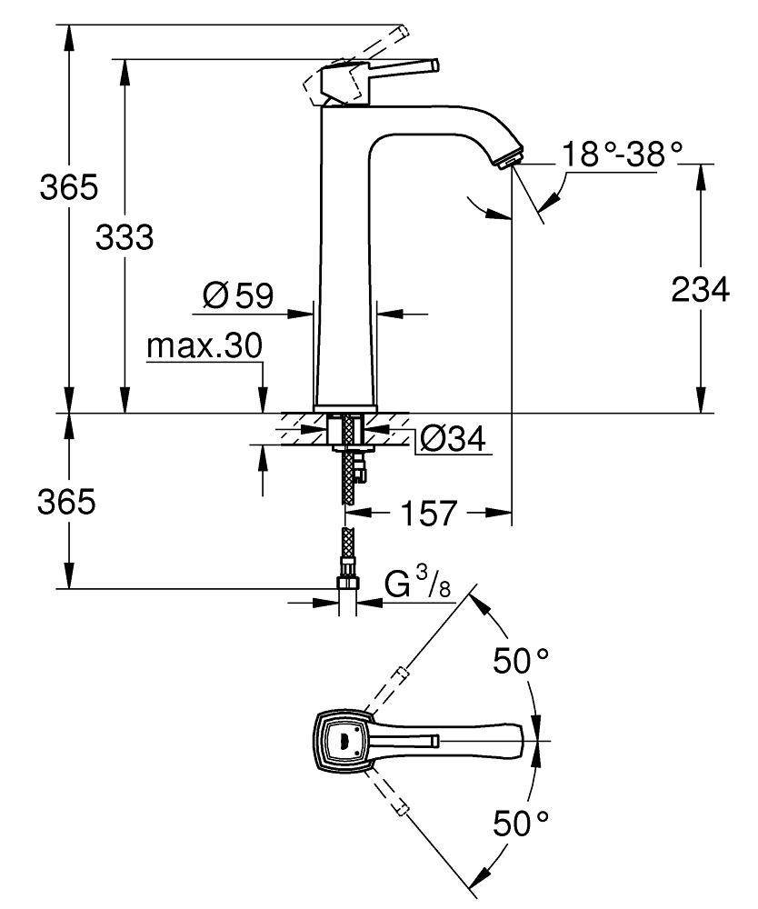 Смеситель для раковины Grohe Grandera 23313IG0 хром/золото купить в интернет-магазине сантехники Sanbest