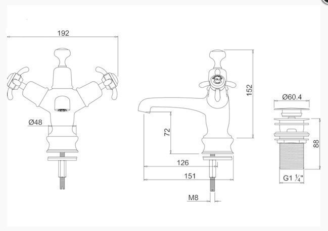 Смеситель для раковины Burlington Regent ANR6-QT купить в интернет-магазине сантехники Sanbest