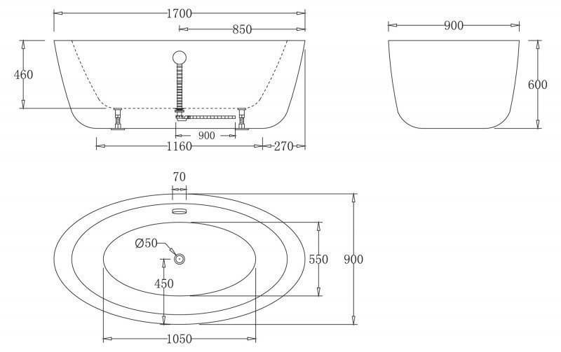 Ванна BelBagno BB67 1700 купить в интернет-магазине Sanbest