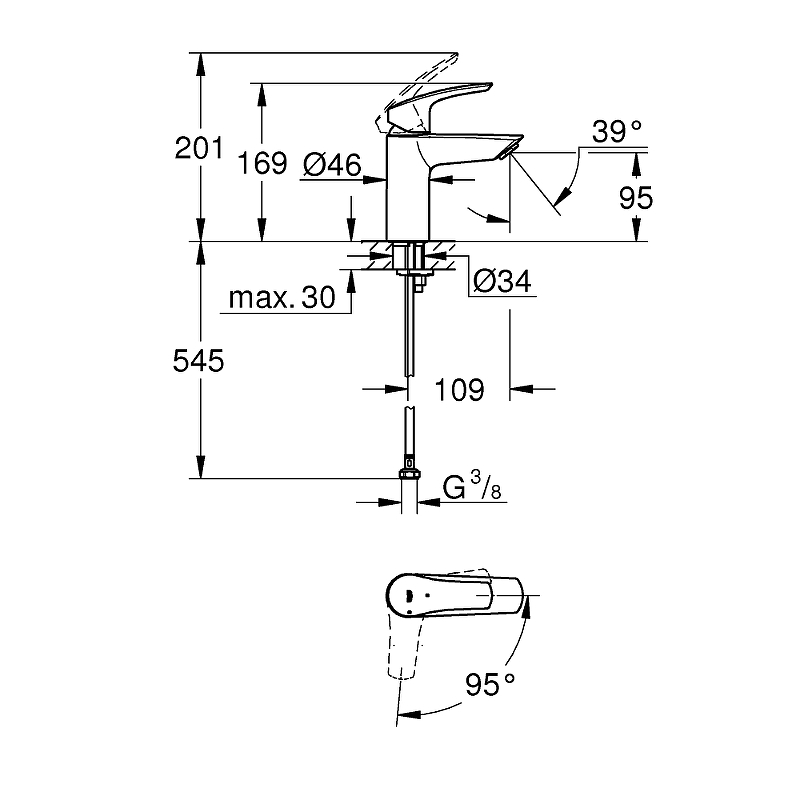 Смеситель для раковины Grohe Eurosmart 32154003 хром купить в интернет-магазине сантехники Sanbest