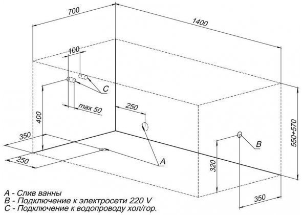 Акриловая ванна Aquanet Dali с г/м Sport 140x70 купить в интернет-магазине Sanbest