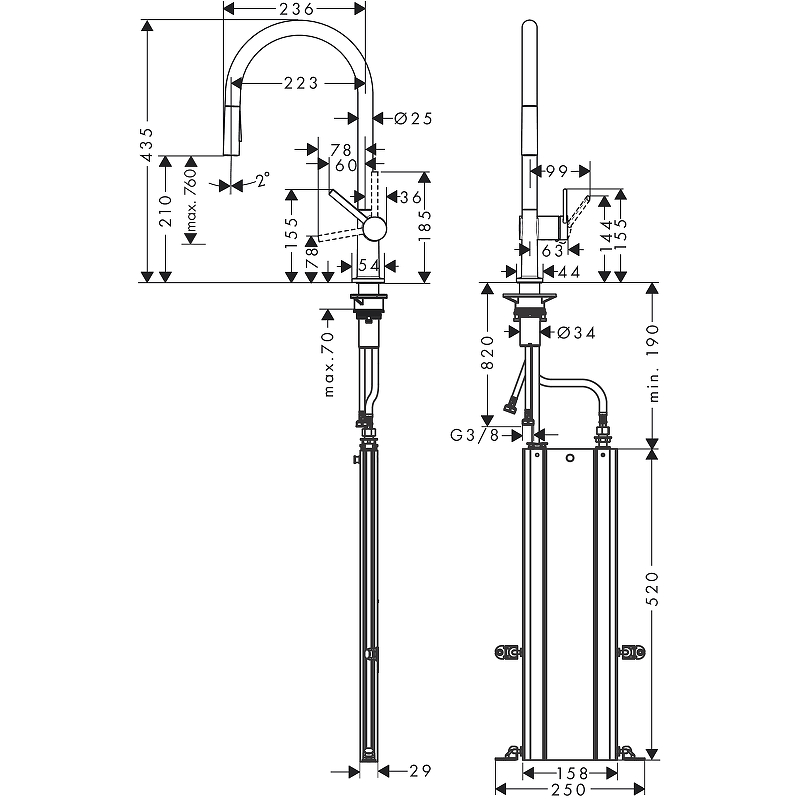 Смеситель для кухни Hansgrohe Talis M54 72801800 нержавеющая сталь купить в интернет-магазине сантехники Sanbest