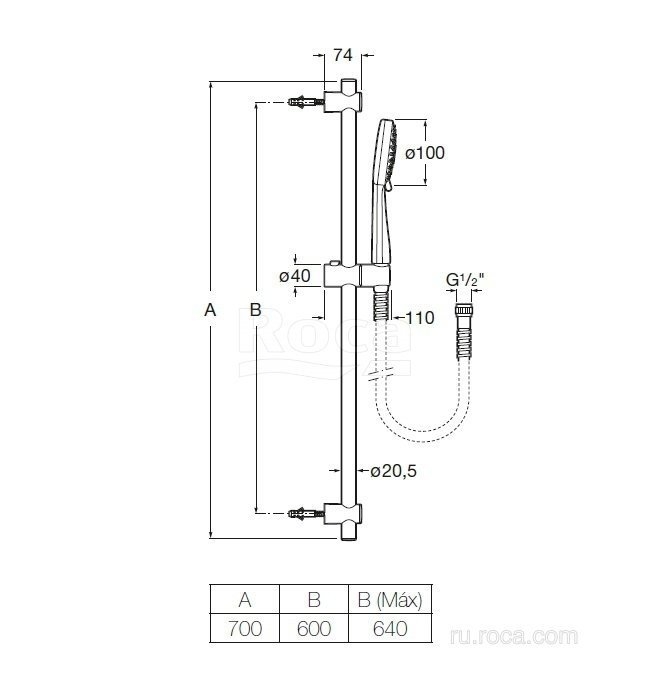 Душевая гарнитура Roca Stella 100/3F 5B1D03C00 купить в интернет-магазине сантехники Sanbest