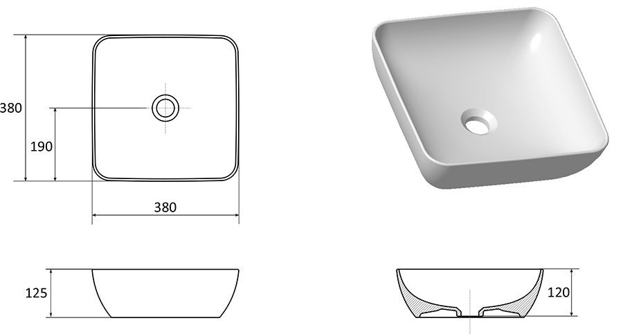 Раковина Ravak UNI SLIM XJX01138001 купить в интернет-магазине Sanbest