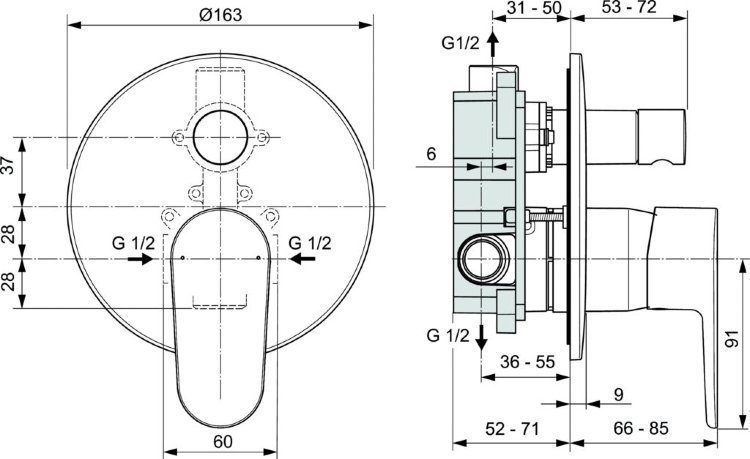 Смеситель для душа Ideal Standard CERAFINE O A7193XG купить в интернет-магазине сантехники Sanbest