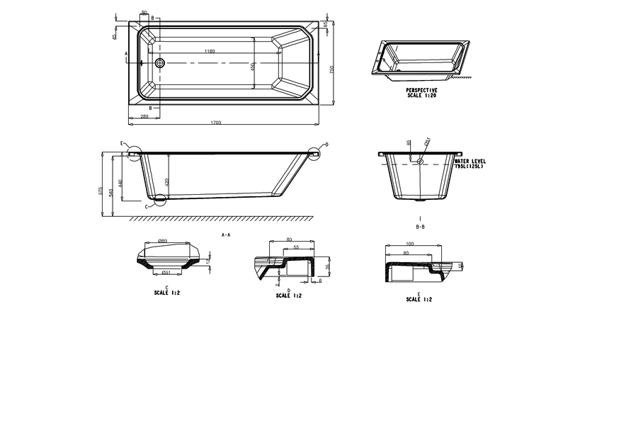 Ванна акриловая Burlington Arundel Cleargreen 170х75 купить в интернет-магазине Sanbest