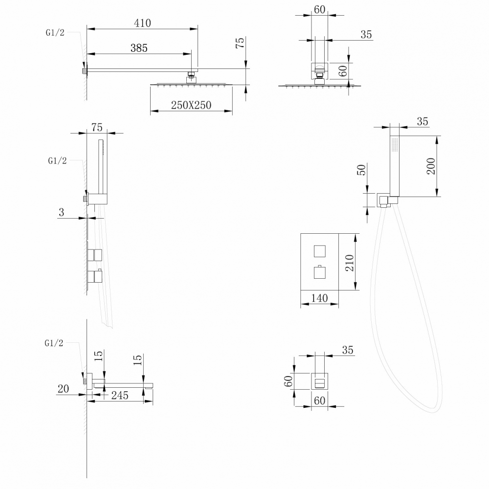 Душевая система Abber Daheim AF8250NG никель купить в интернет-магазине сантехники Sanbest