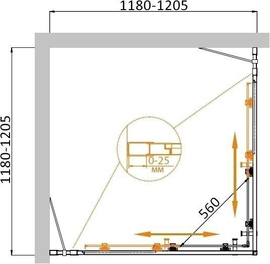 Душевой угол Cezares MOLVENO A-22-100+20 прозрачный 120x120 купить в интернет-магазине Sanbest