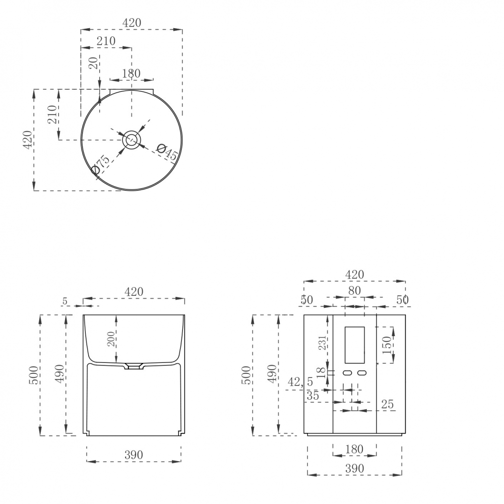 Раковина ABBER Stein AS2624 42 белая матовая купить в интернет-магазине Sanbest