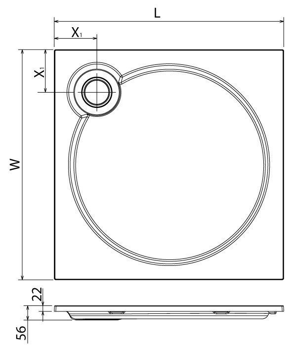 Душевой поддон Cezares TRAY-S-A-90-56-W 90х90 белый купить в интернет-магазине Sanbest