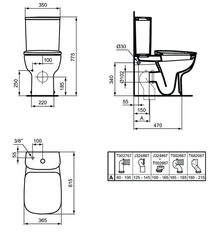 Унитаз напольный Ideal Standard Esedra T282001 с бачком T282801 купить в интернет-магазине Sanbest