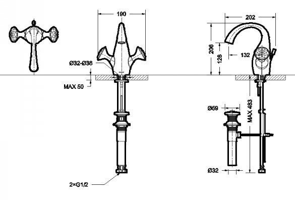 Смеситель для раковины Bravat SWAN F14287C-ENG купить в интернет-магазине сантехники Sanbest