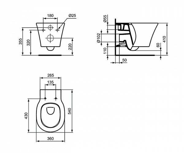 Унитаз подвесной Ideal Standard Connect Air E005401 купить в интернет-магазине Sanbest