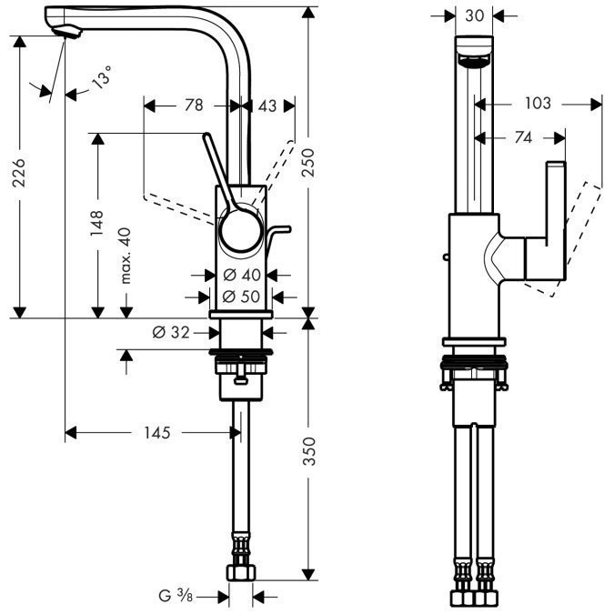 Смеситель для раковины Hansgrohe Metris S 31159000 купить в интернет-магазине сантехники Sanbest