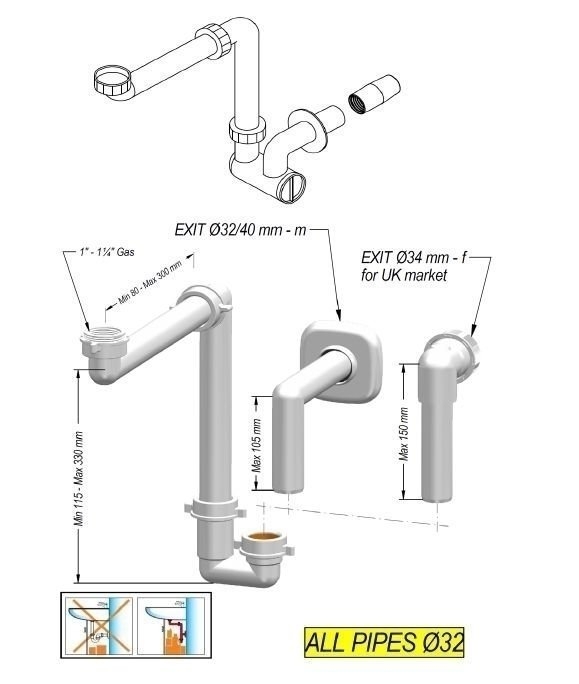 Сифон для раковины Ideal Standard Space Saving EE23033967 купить в интернет-магазине сантехники Sanbest