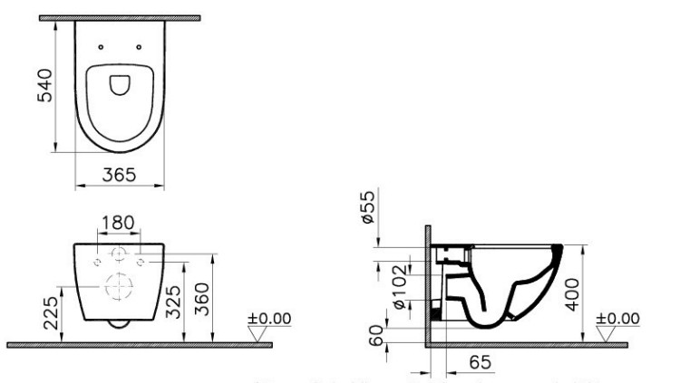 Унитаз подвесной Vitra Sento Rim-ex 7748B003-0075 безободковый, белый купить в интернет-магазине Sanbest