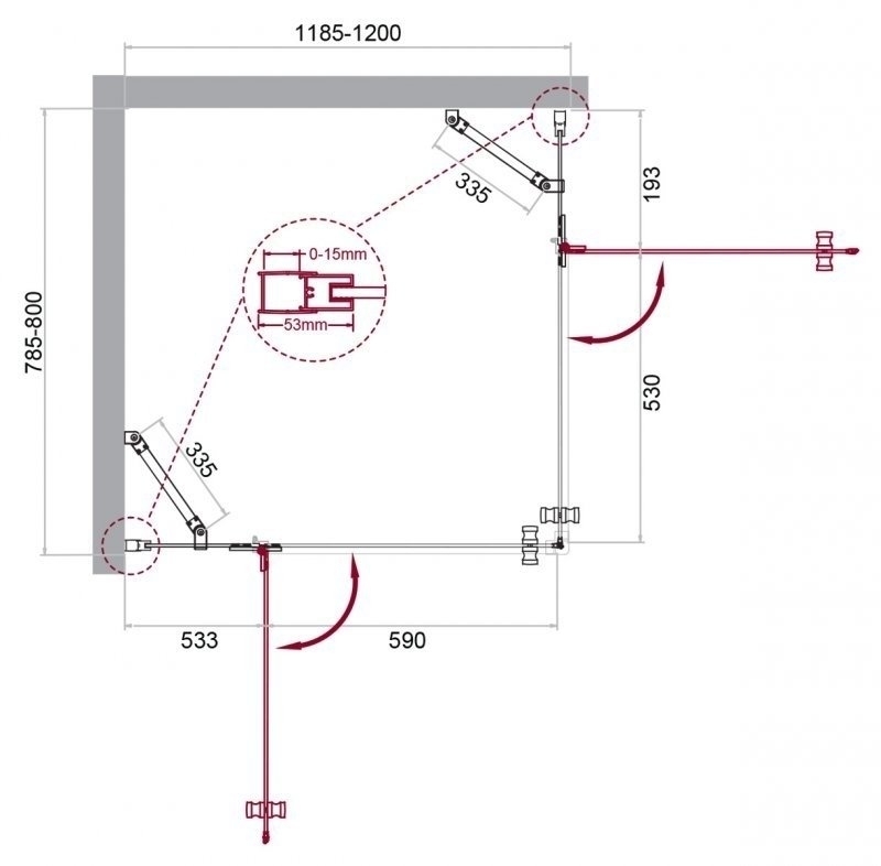 Душевой уголок BelBagno KRAFT AH-22 120x80 прозрачный/хром купить в интернет-магазине Sanbest